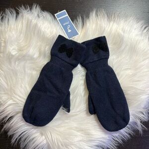 Jacadi Navy Knit and Fleece Bow Mitten T2